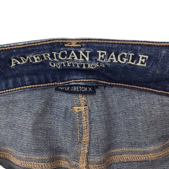 American Eagle AE Super Stretch X Hi Rise Jegging 8 Long Blue Skinny Medium Wash - Picture 7 of 7